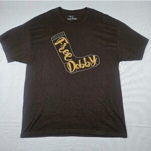 NWT Harry Potter Mens XL Free Dobby Brown Stitched Tee NEW Universal Studios